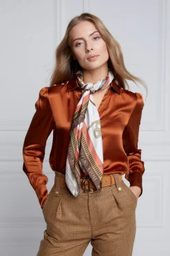 Holland Cooper Scarves|Scarves-Regal Horse Silk Scarf Sienna