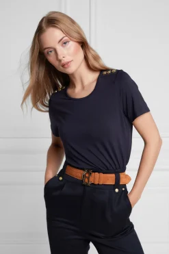 Holland Cooper Tees|Tops-Relax Fit Crew Neck Tee Ink Navy
