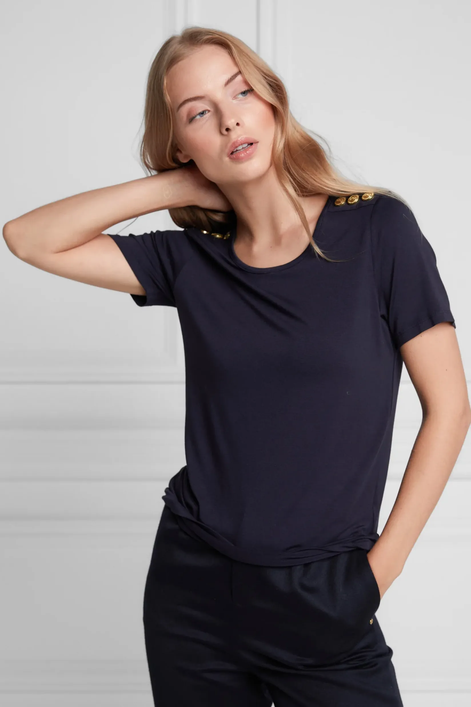 Holland Cooper Tees|Tops-Relax Fit Crew Neck Tee Ink Navy