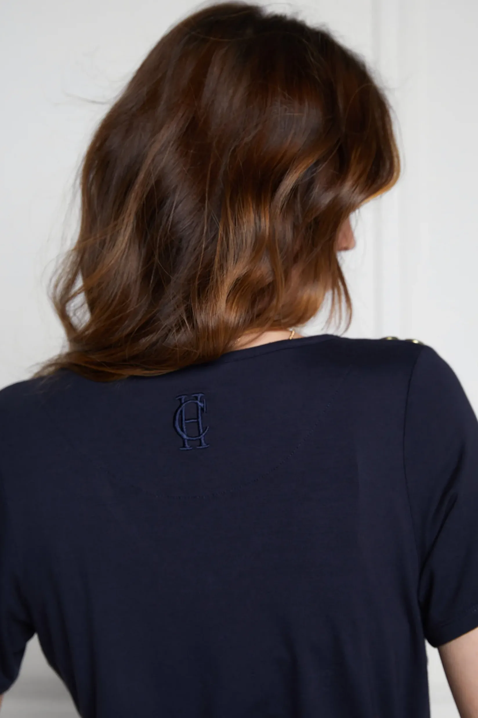 Holland Cooper Tees|Tops-Relax Fit V-Neck Tee Navy