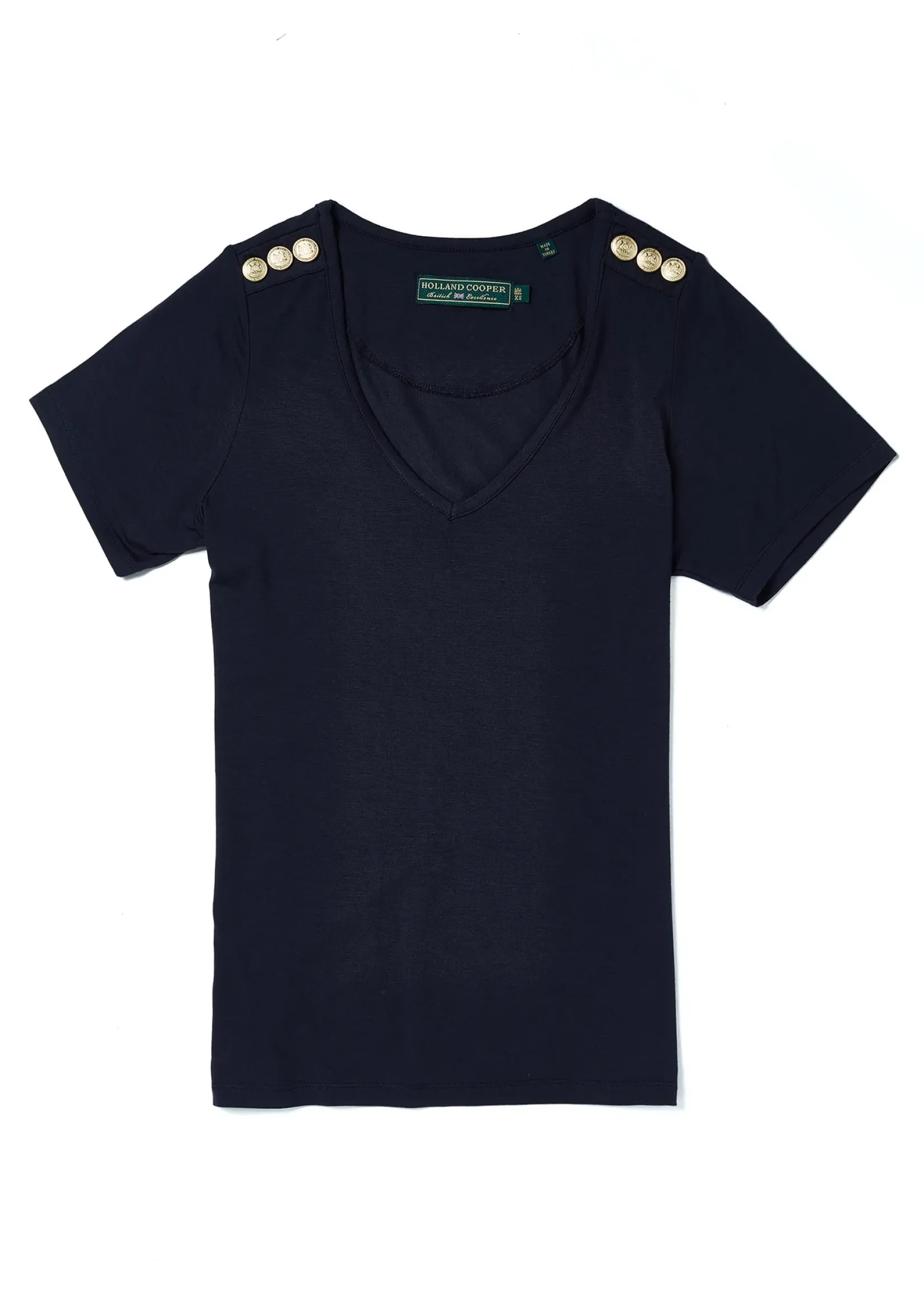 Holland Cooper Tees|Tops-Relax Fit V-Neck Tee Navy