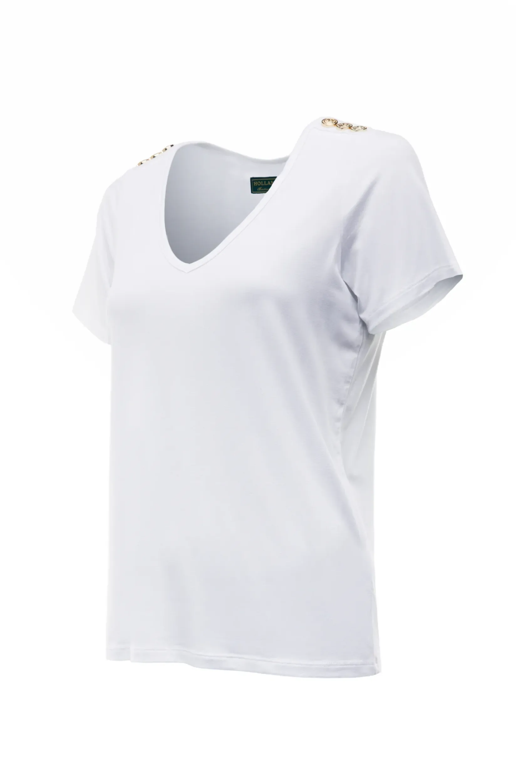 Holland Cooper Tees|Tops-Relax Fit V-Neck Tee White