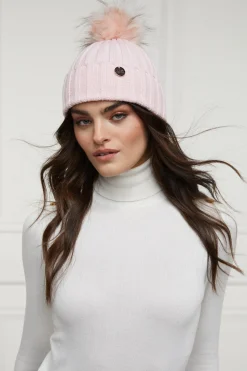 Holland Cooper Hats & Headbands|Hats & Headbands-Rib Bobble Hat Pink