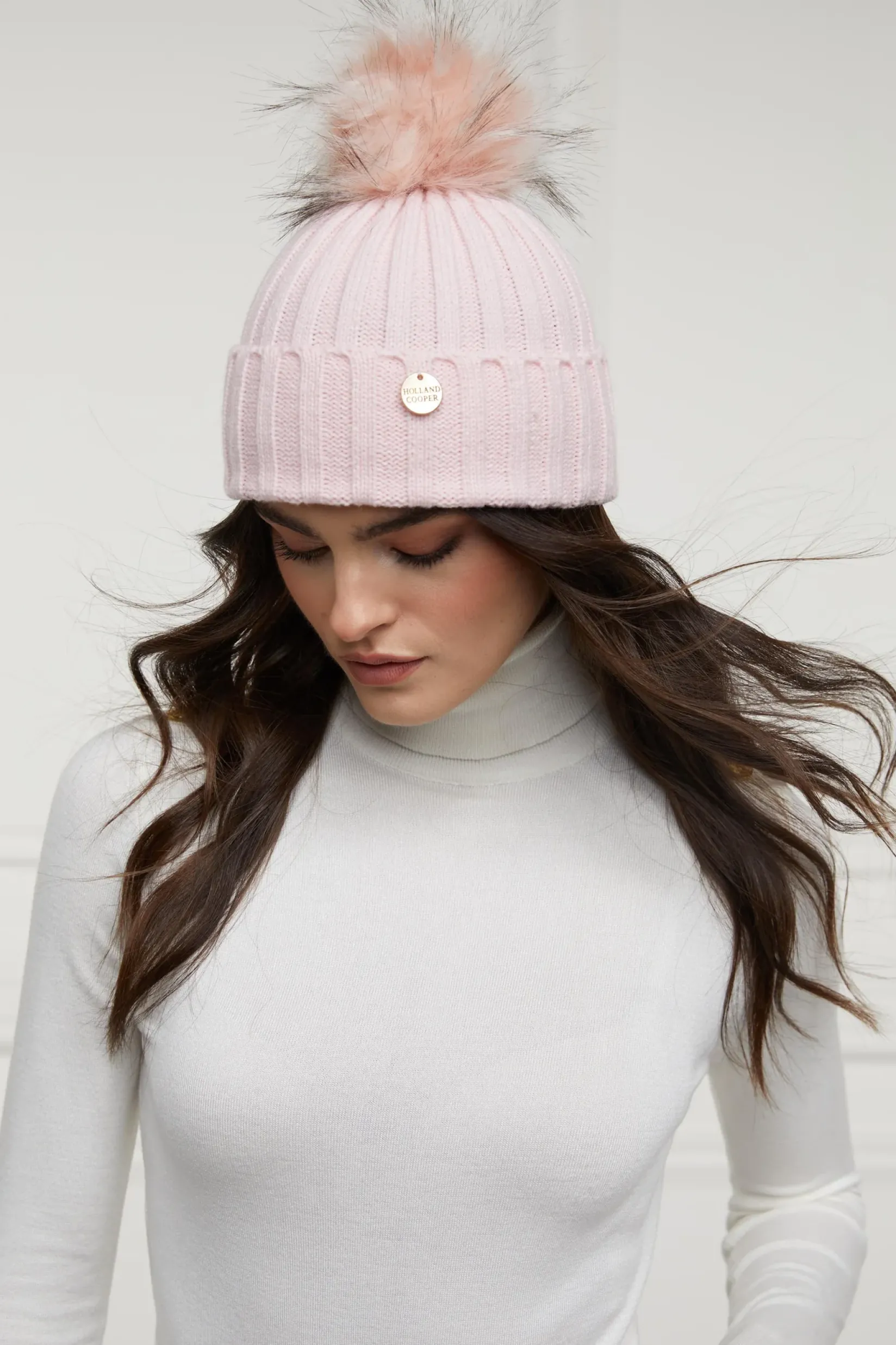 Holland Cooper Hats & Headbands|Hats & Headbands-Rib Bobble Hat Pink