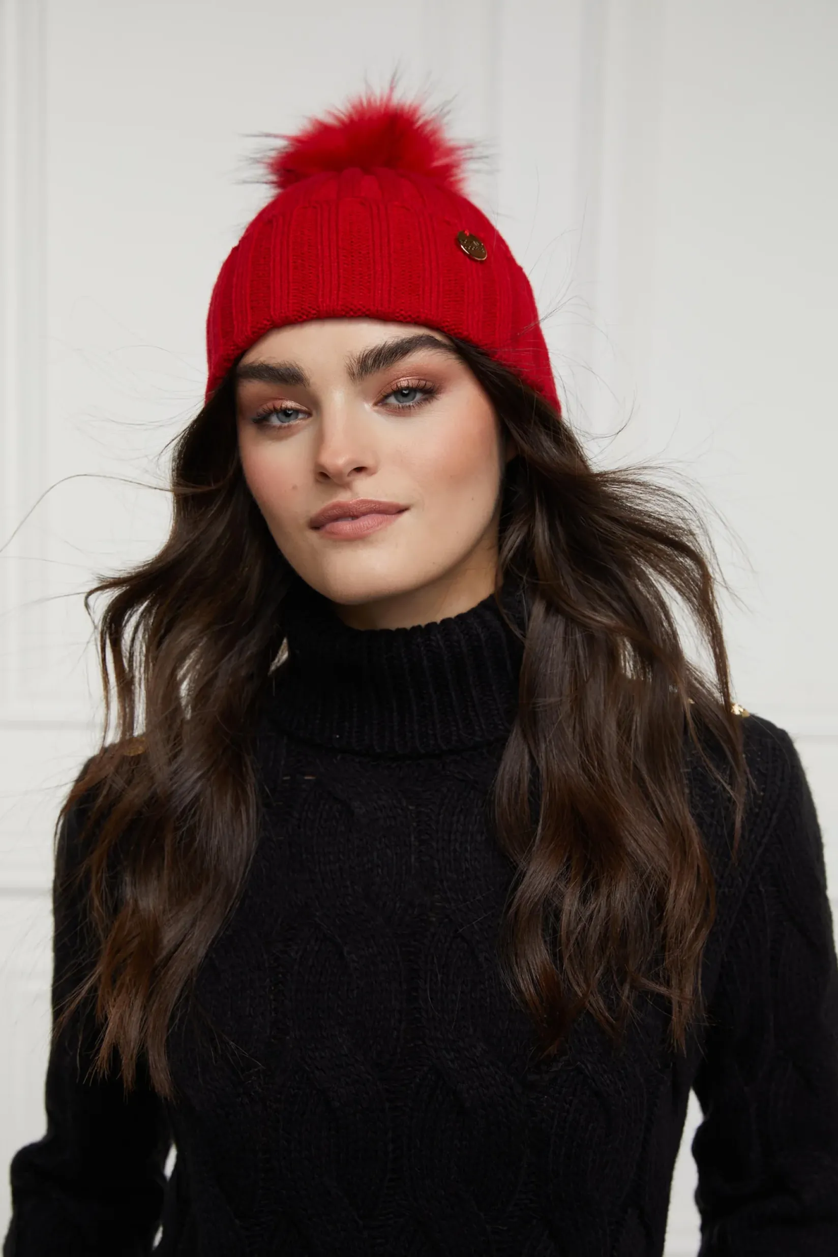 Holland Cooper Hats & Headbands|Hats & Headbands-Rib Bobble Hat Red