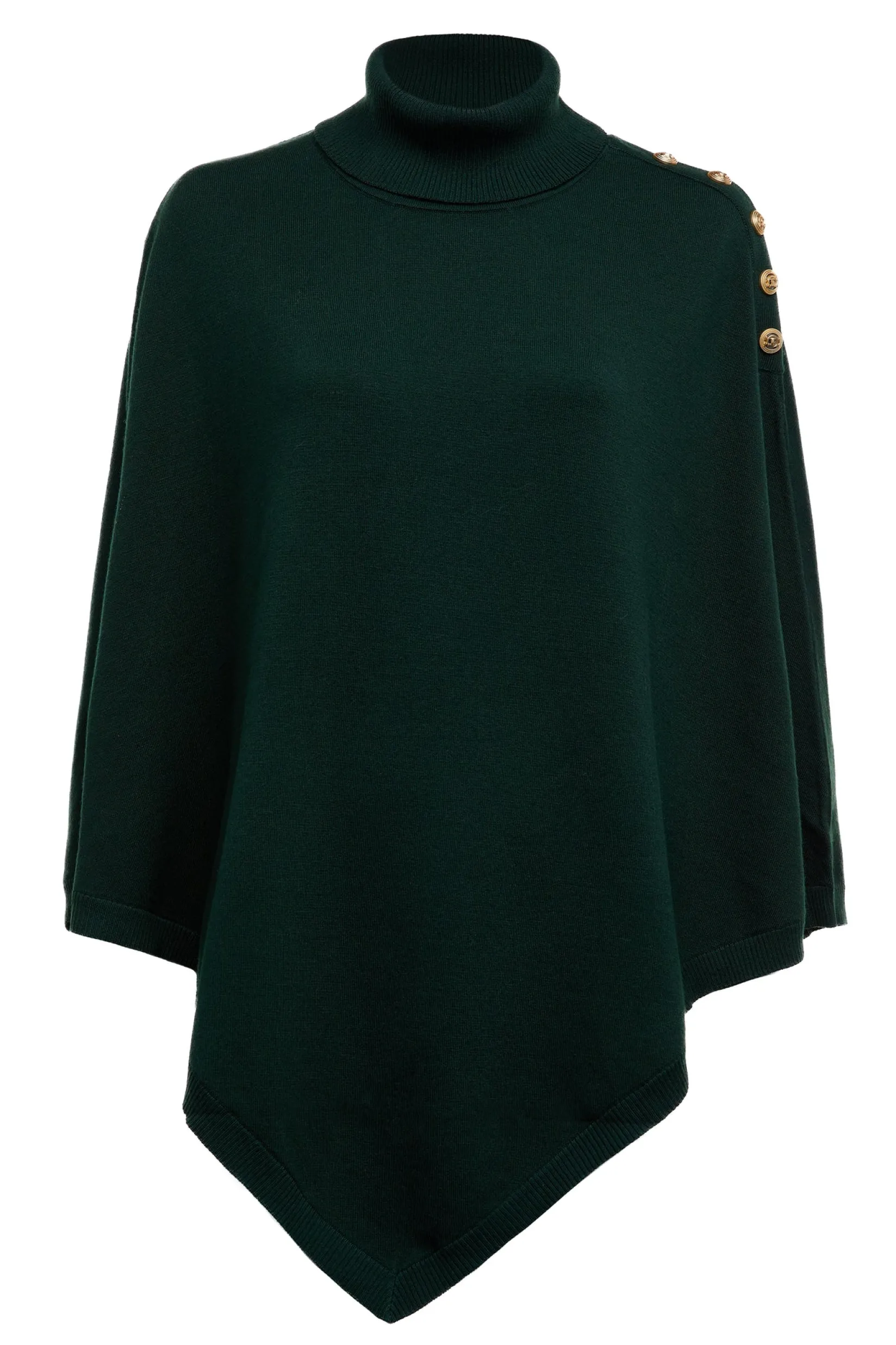 Holland Cooper Gifts For Her|Knitwear-Roll Neck Cape Deep Emerald