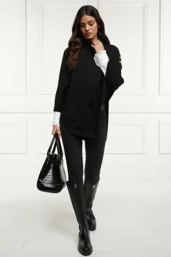 Holland Cooper Knitwear|Capes-Roll Neck Cape Black