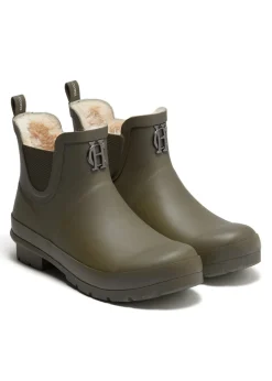 Holland Cooper At The Stables|Chelsea Boots-Rubber Chelsea Boot Matte Green Gunmetal