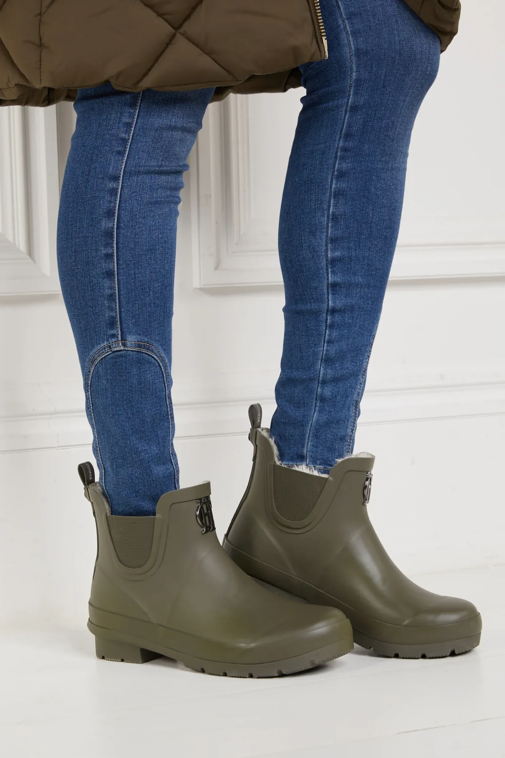 Holland Cooper At The Stables|Chelsea Boots-Rubber Chelsea Boot Matte Green Gunmetal