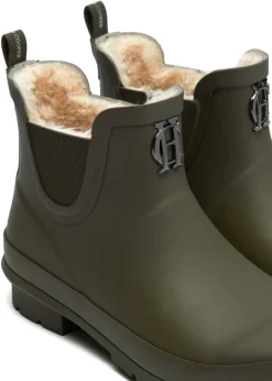 Holland Cooper At The Stables|Chelsea Boots-Rubber Chelsea Boot Matte Green Gunmetal
