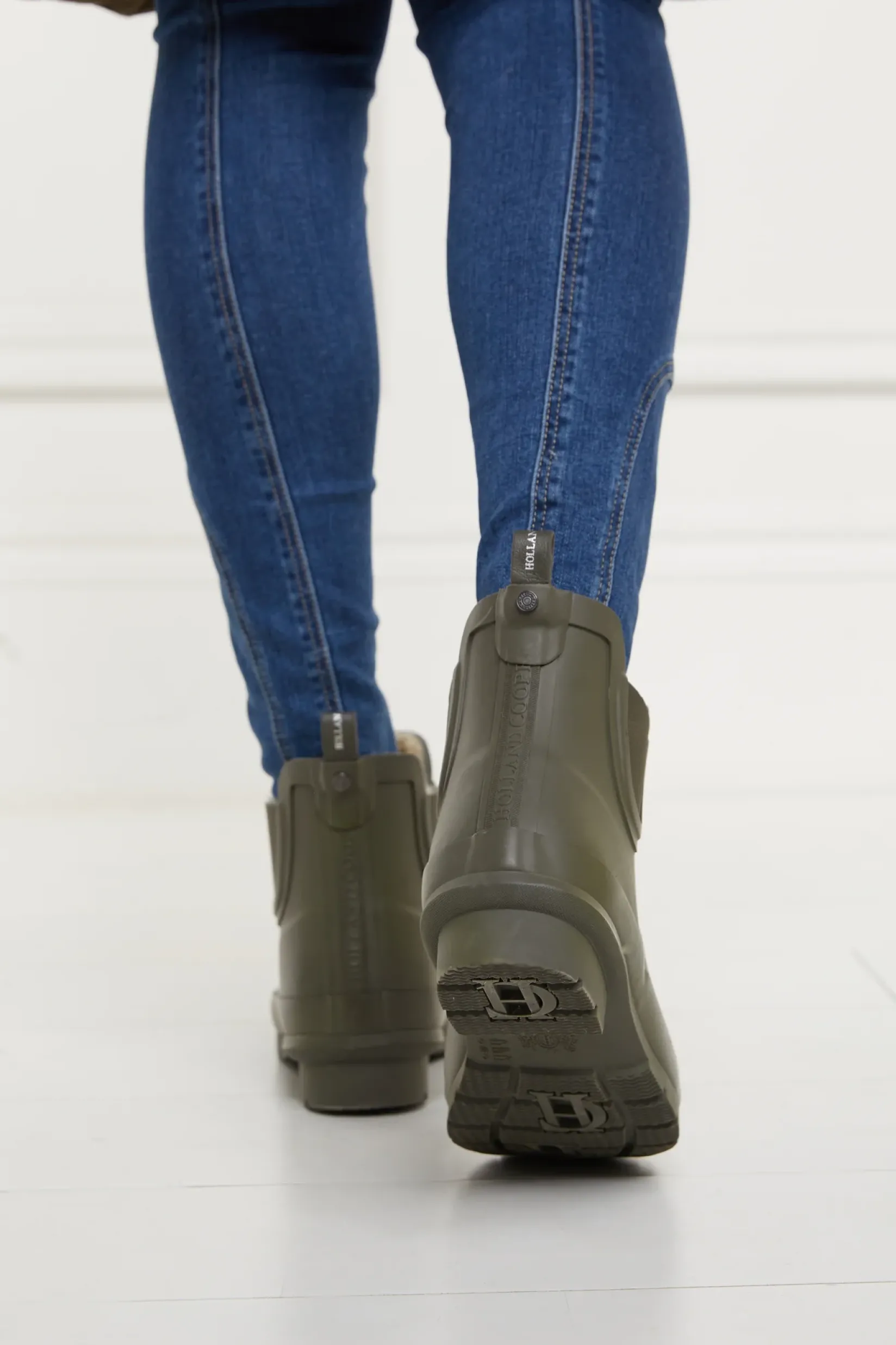 Holland Cooper At The Stables|Chelsea Boots-Rubber Chelsea Boot Matte Green Gunmetal