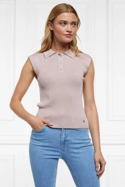 Holland Cooper Knitwear|Shop By Product-Scarlett Polo Knit Soft Pink