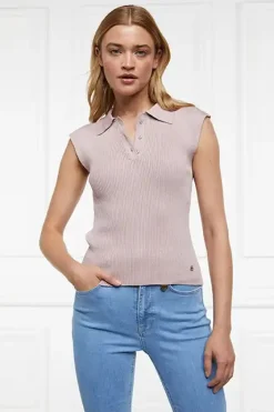 Holland Cooper Knitwear|Shop By Product-Scarlett Polo Knit Soft Pink