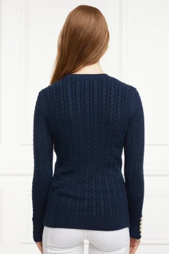 Holland Cooper Knitwear|Bump Friendly Collection-Seattle Cable Crew Knit Ink Navy