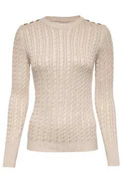 Holland Cooper Knitwear|Wardrobe Staples-Seattle Cable Crew Knit Oatmeal