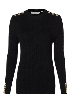 Holland Cooper Knitwear-Seattle Cable Crew Knit Black