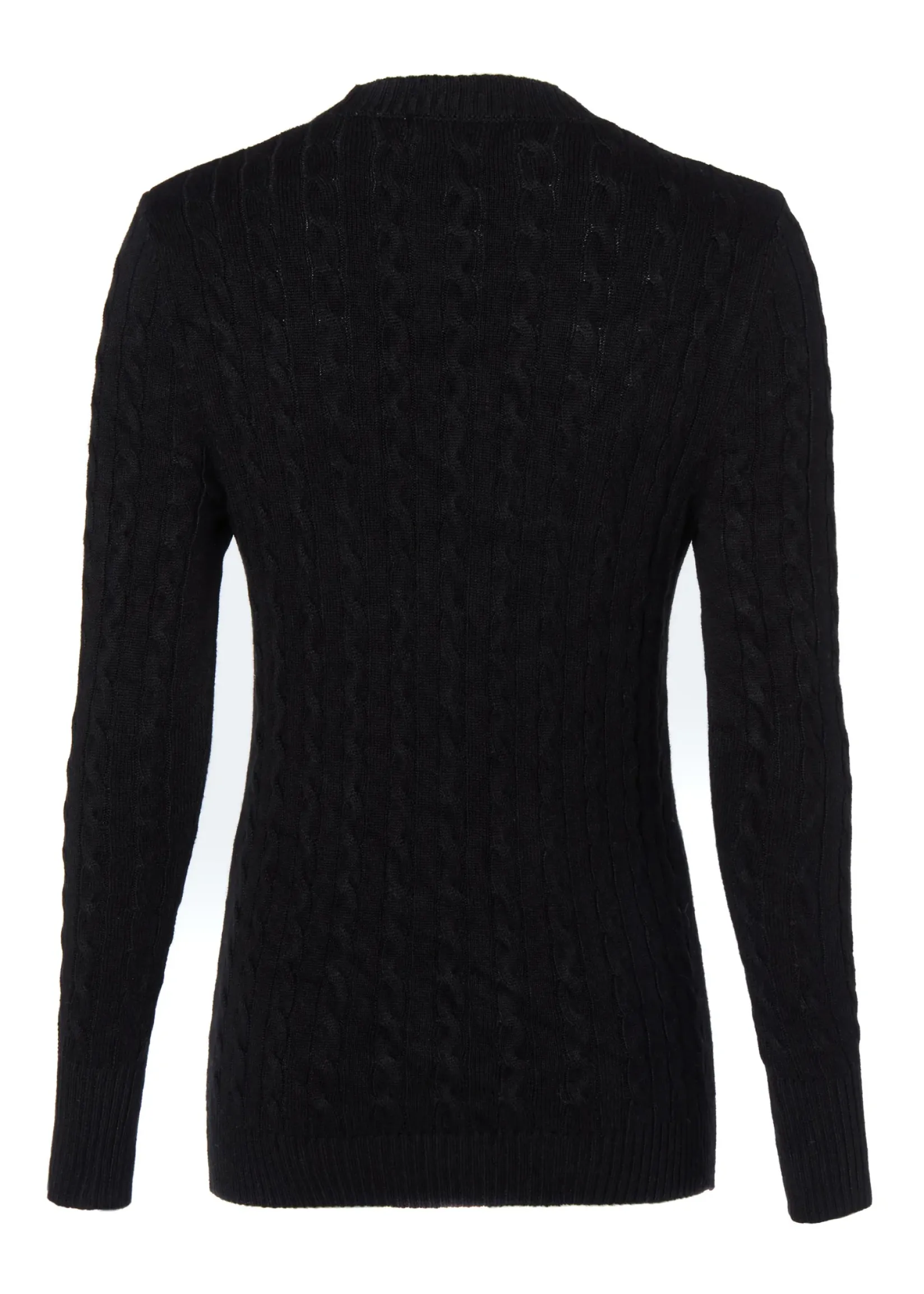 Holland Cooper Knitwear-Seattle Cable Crew Knit Black
