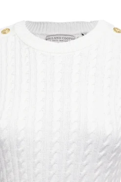 Holland Cooper Knitwear|Wardrobe Staples-Seattle Cable Crew Knit White