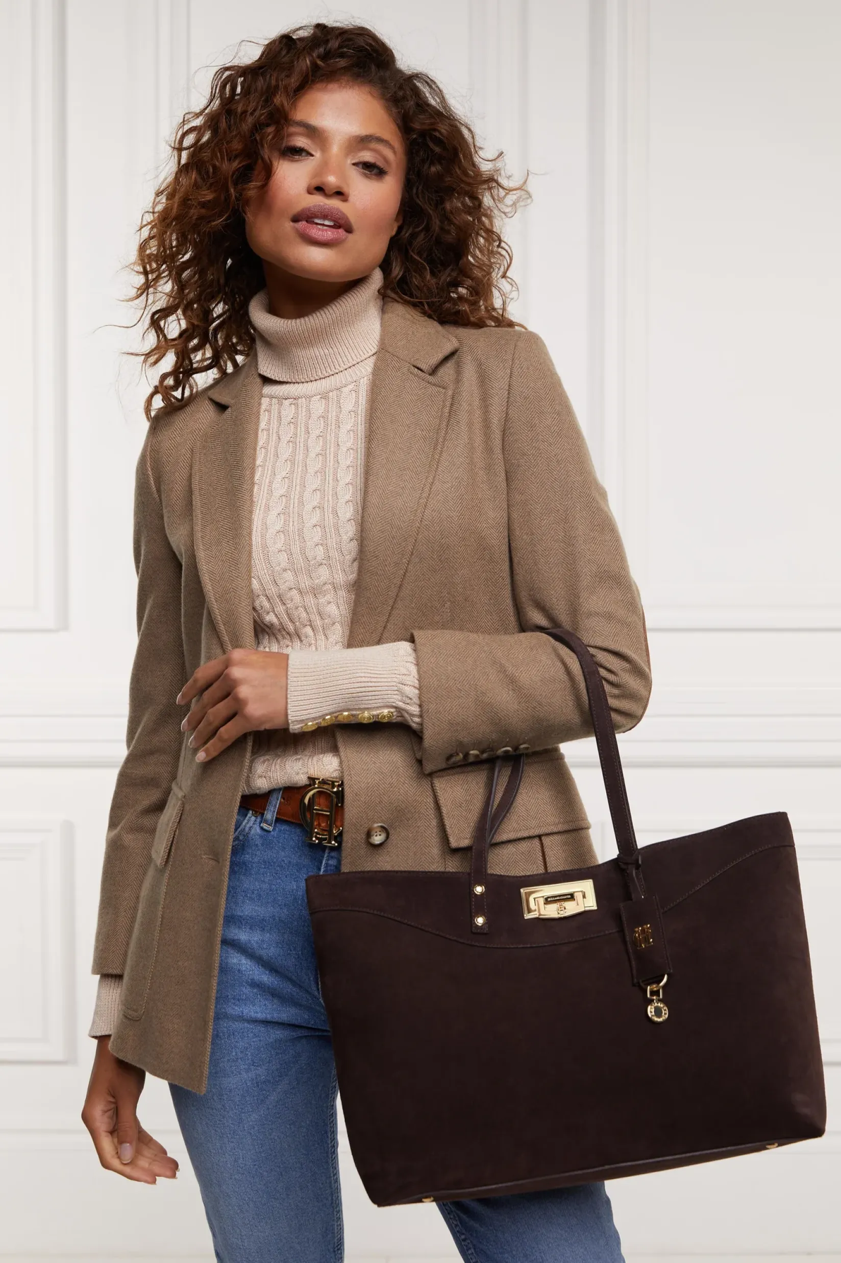 Holland Cooper Knitwear|Après Ski-Seattle Roll Neck Cable Knit Oatmeal