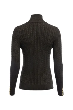 Holland Cooper Knitwear|Wardrobe Staples-Seattle Roll Neck Cable Knit Fern Green