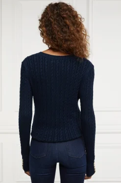 Holland Cooper Knitwear-Seattle V-Neck Knit Ink Navy