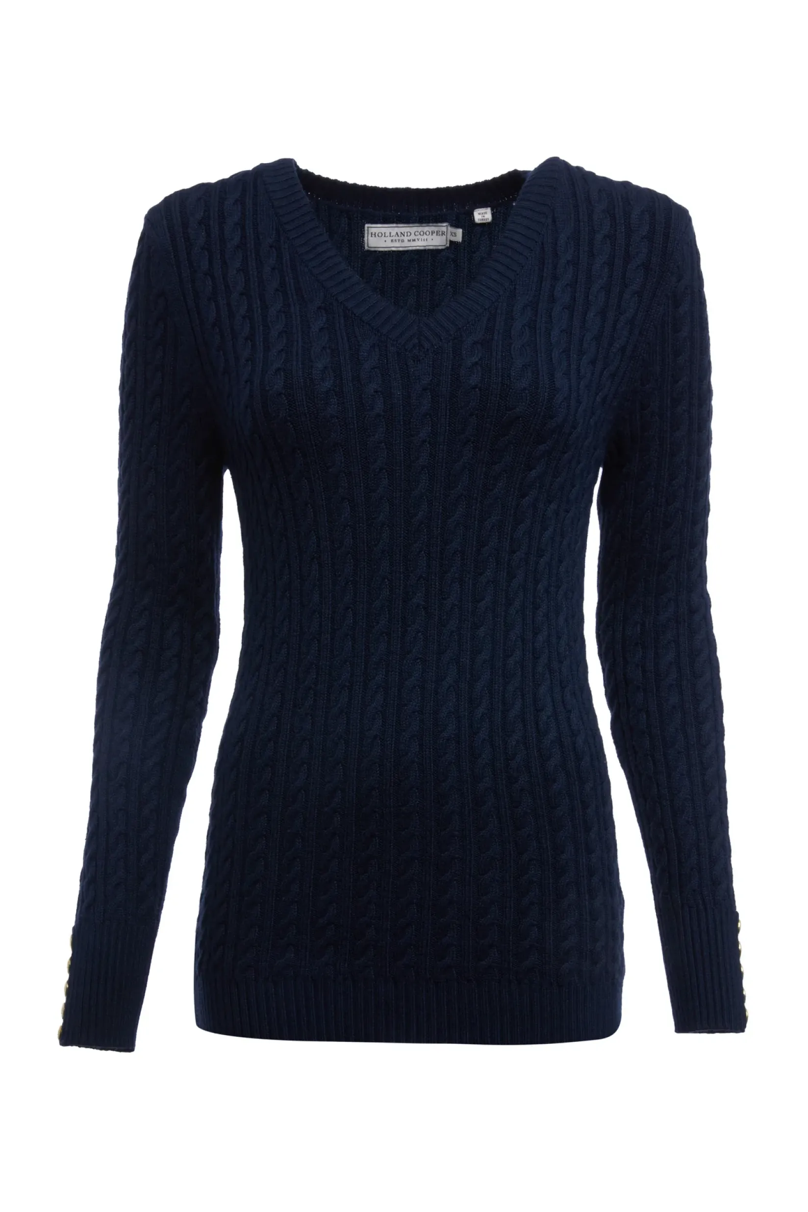 Holland Cooper Knitwear-Seattle V-Neck Knit Ink Navy