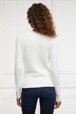 Holland Cooper Knitwear-Seattle V-Neck Knit Winter White