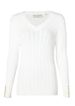 Holland Cooper Knitwear-Seattle V-Neck Knit Winter White