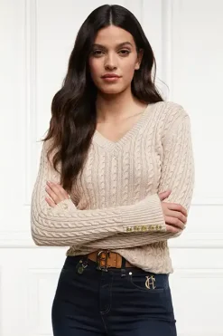 Holland Cooper Knitwear|Wardrobe Staples-Seattle V-Neck Knit Oatmeal