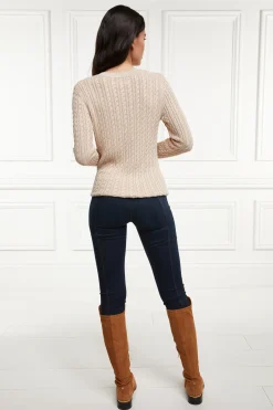 Holland Cooper Knitwear|Wardrobe Staples-Seattle V-Neck Knit Oatmeal