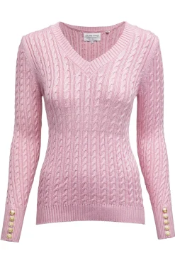 Holland Cooper Knitwear-Seattle V-Neck Knit Blush