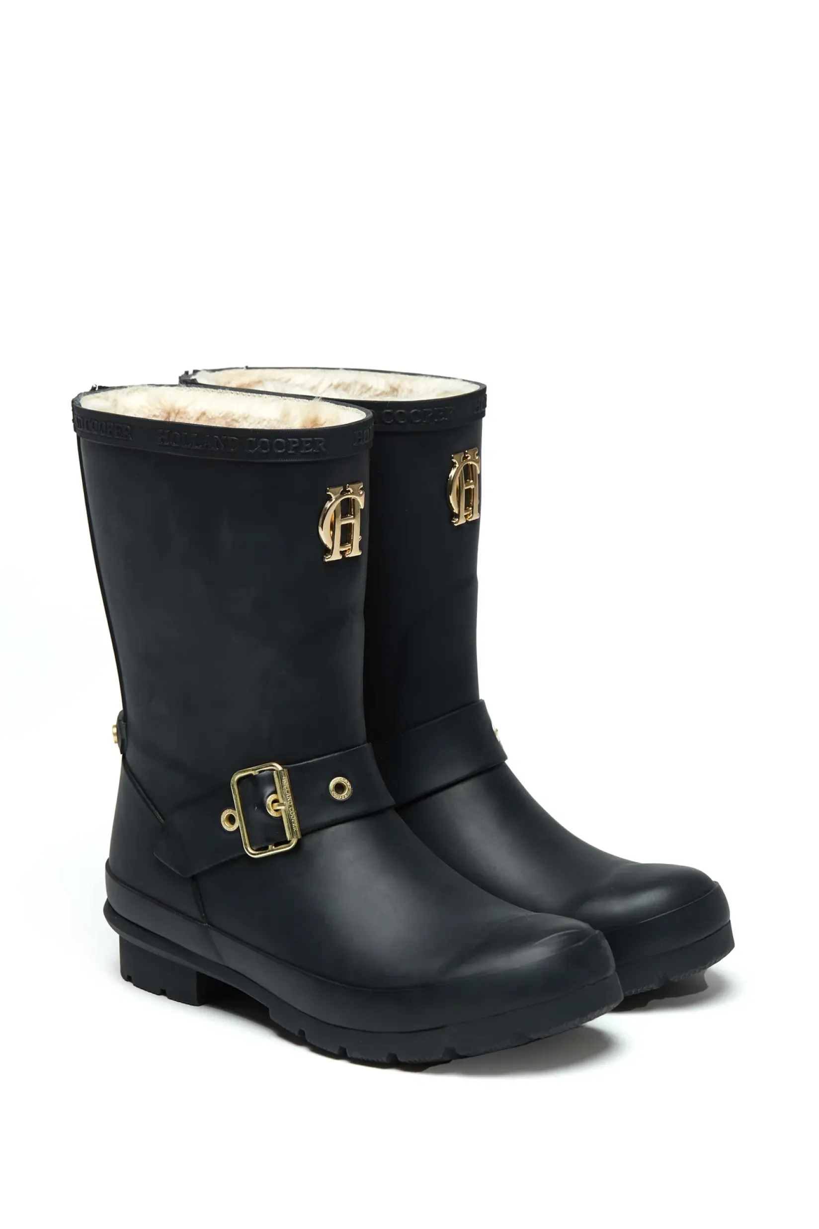 Holland Cooper Wellington Boots|Footwear-Sherpa Lined Chelsea Wellington Matte Black
