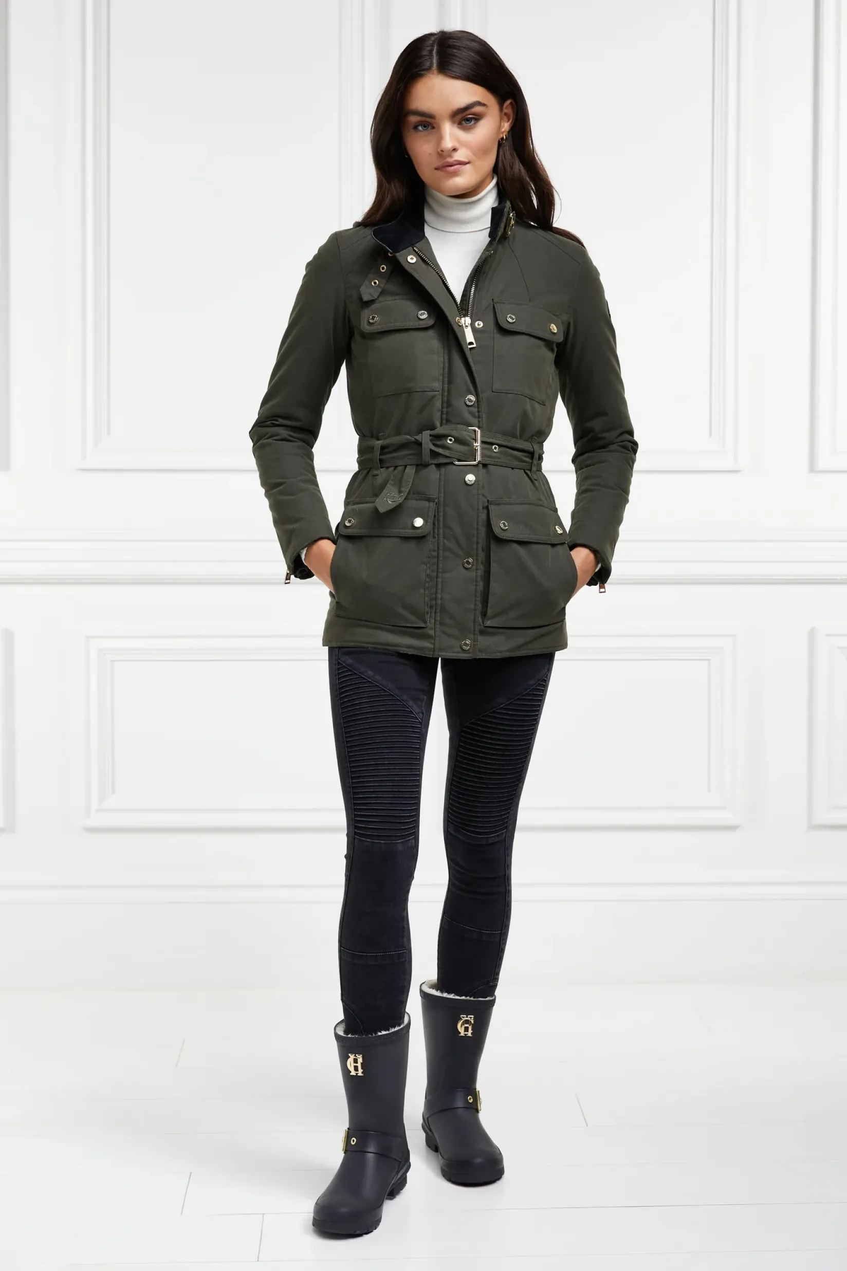 Holland Cooper Wellington Boots|Footwear-Sherpa Lined Chelsea Wellington Matte Black