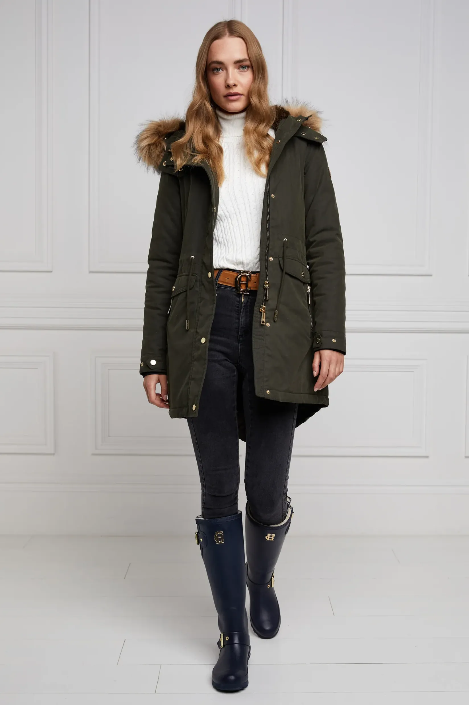 Holland Cooper At The Stables|Wellington Boots-Sherpa Lined Regency Wellington Matte Navy