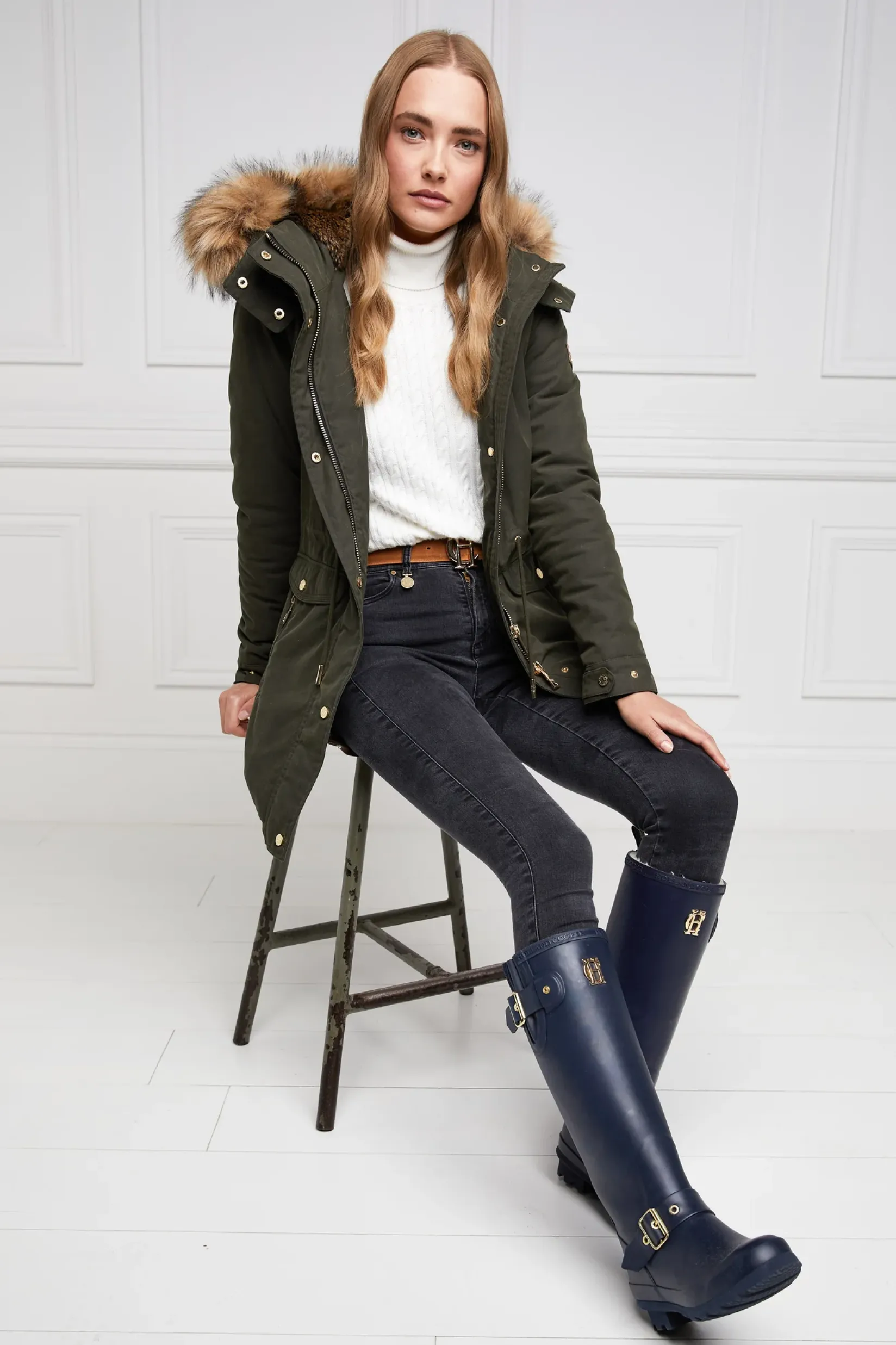 Holland Cooper At The Stables|Wellington Boots-Sherpa Lined Regency Wellington Matte Navy