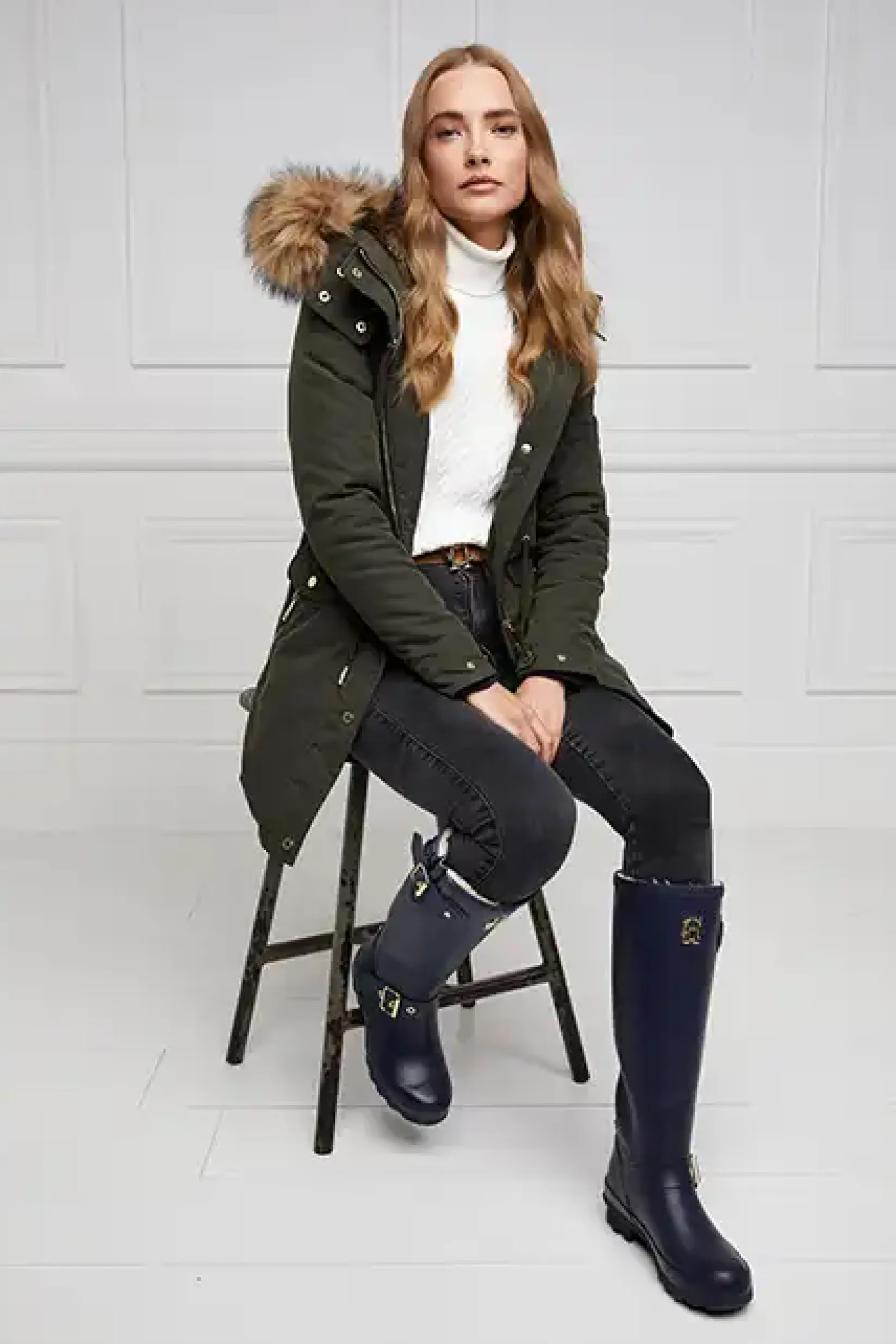 Holland Cooper At The Stables|Wellington Boots-Sherpa Lined Regency Wellington Matte Navy