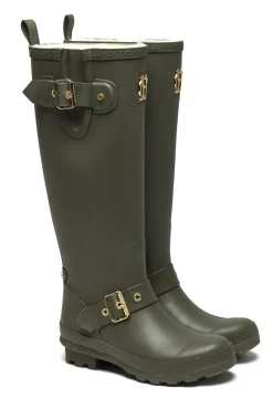 Holland Cooper At The Stables|Wellington Boots-Sherpa Lined Regency Wellington Matte Green