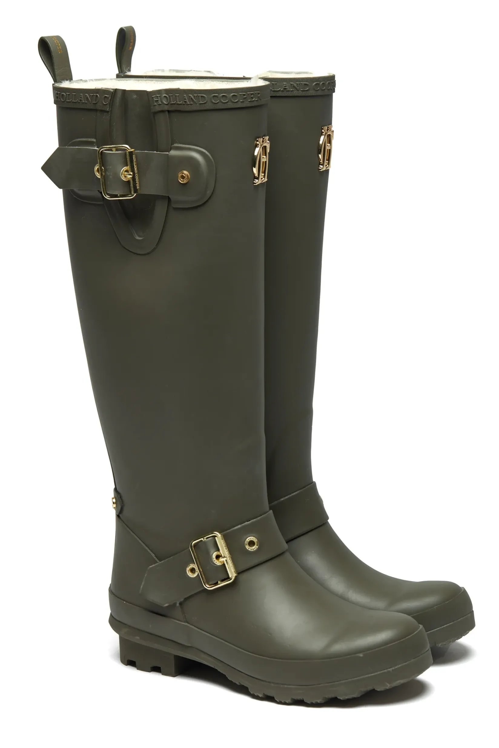 Holland Cooper At The Stables|Wellington Boots-Sherpa Lined Regency Wellington Matte Green