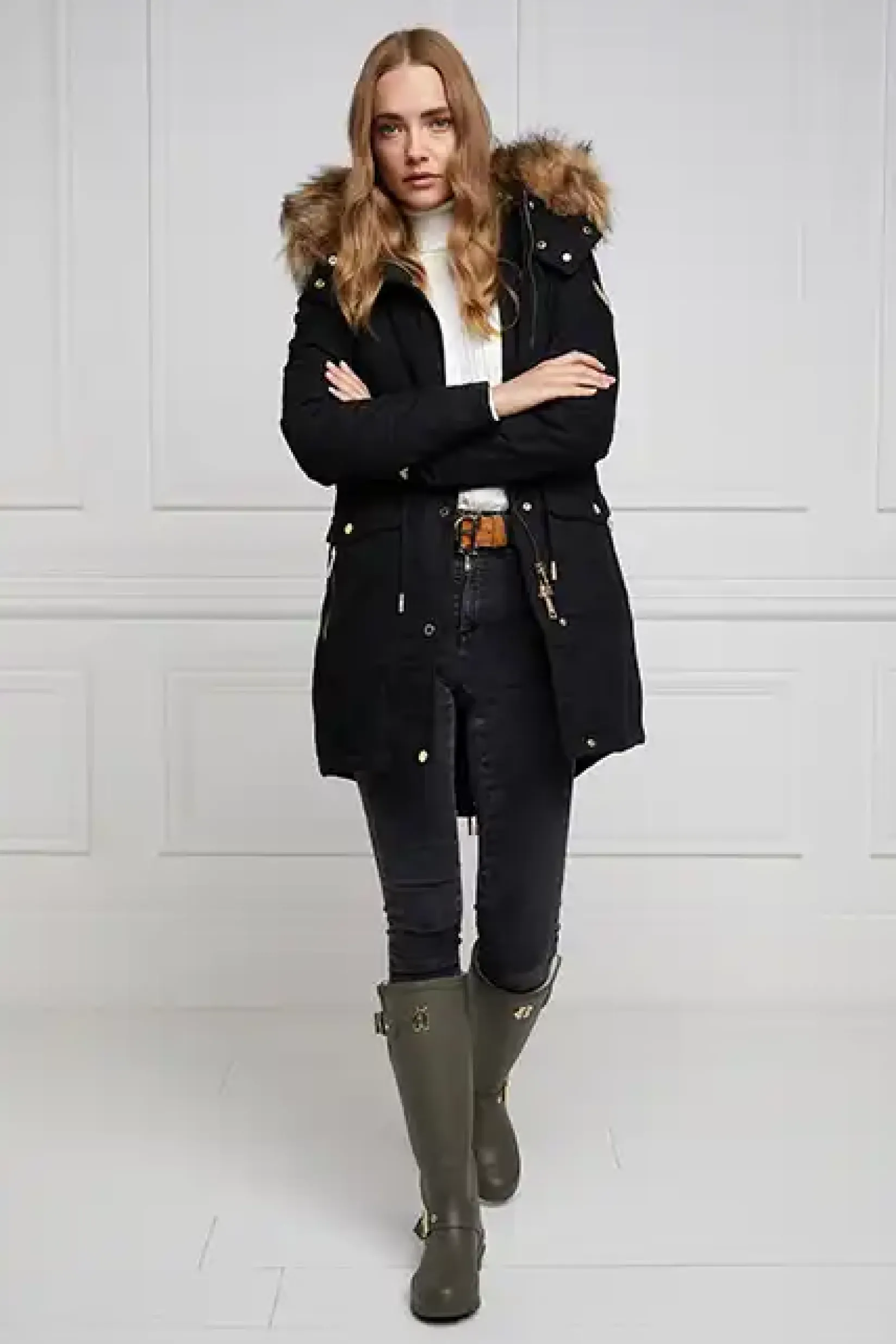 Holland Cooper At The Stables|Wellington Boots-Sherpa Lined Regency Wellington Matte Green