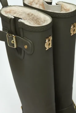 Holland Cooper At The Stables|Wellington Boots-Sherpa Lined Regency Wellington Matte Green