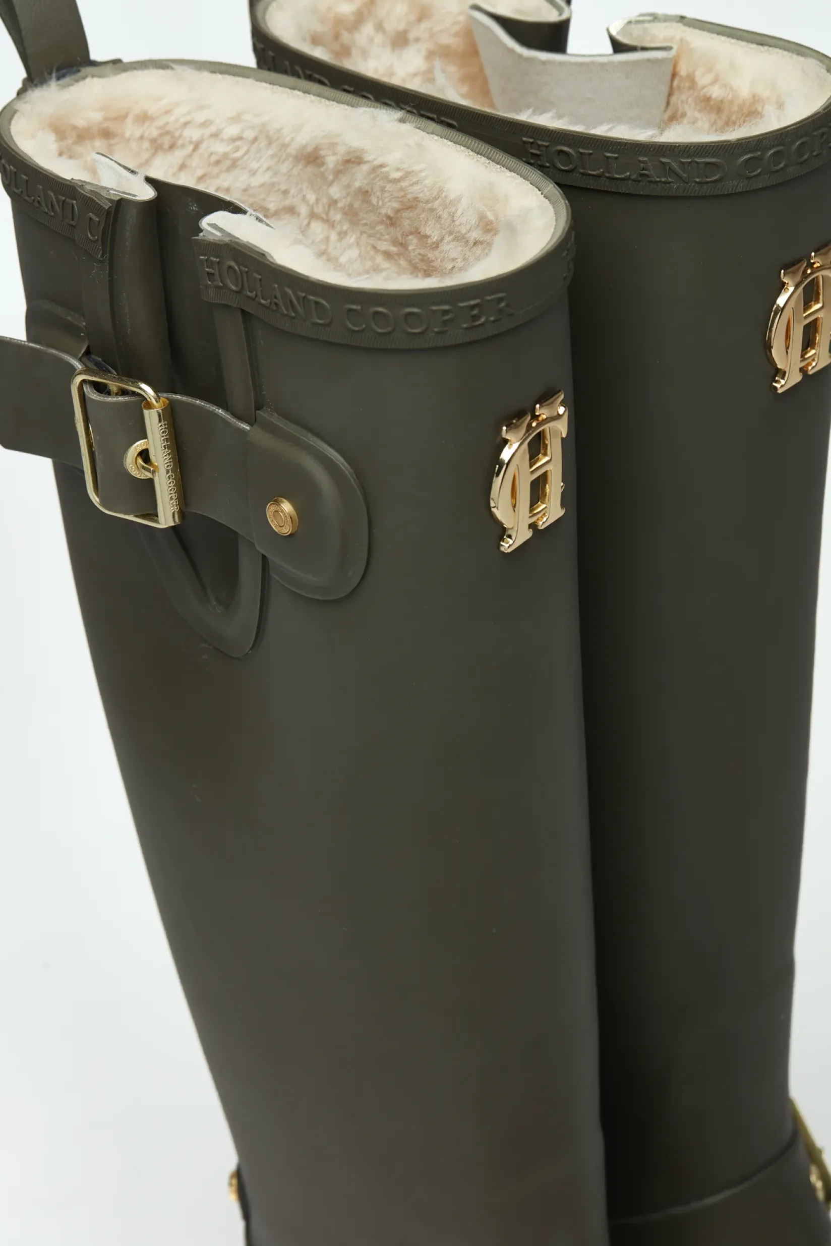 Holland Cooper At The Stables|Wellington Boots-Sherpa Lined Regency Wellington Matte Green