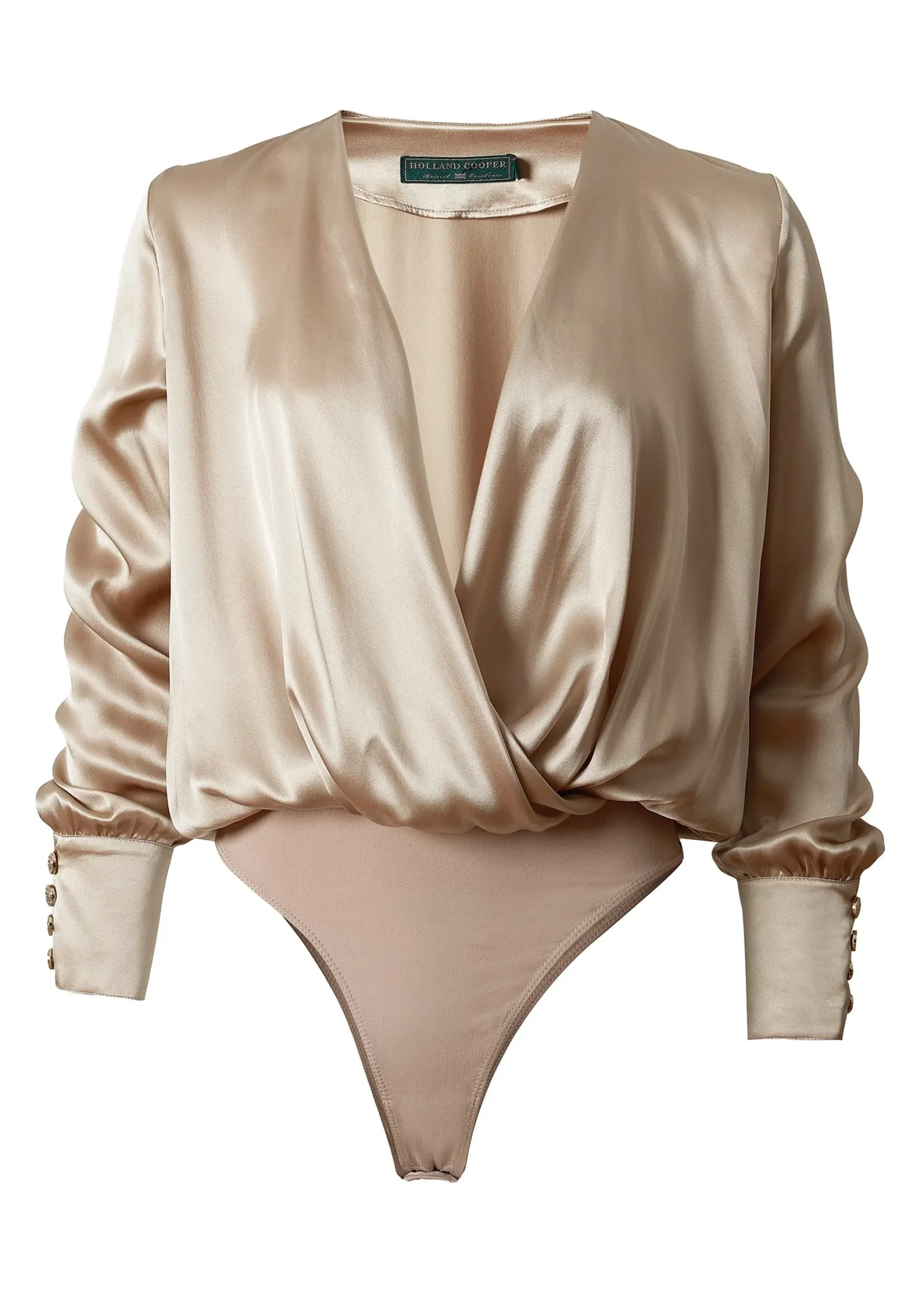 Holland Cooper Shirts & Blouses|Bodysuits-Silk Bodysuit Champagne