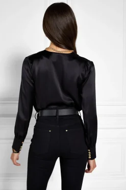 Holland Cooper Shirts & Blouses|Bodysuits-Silk Bodysuit Black