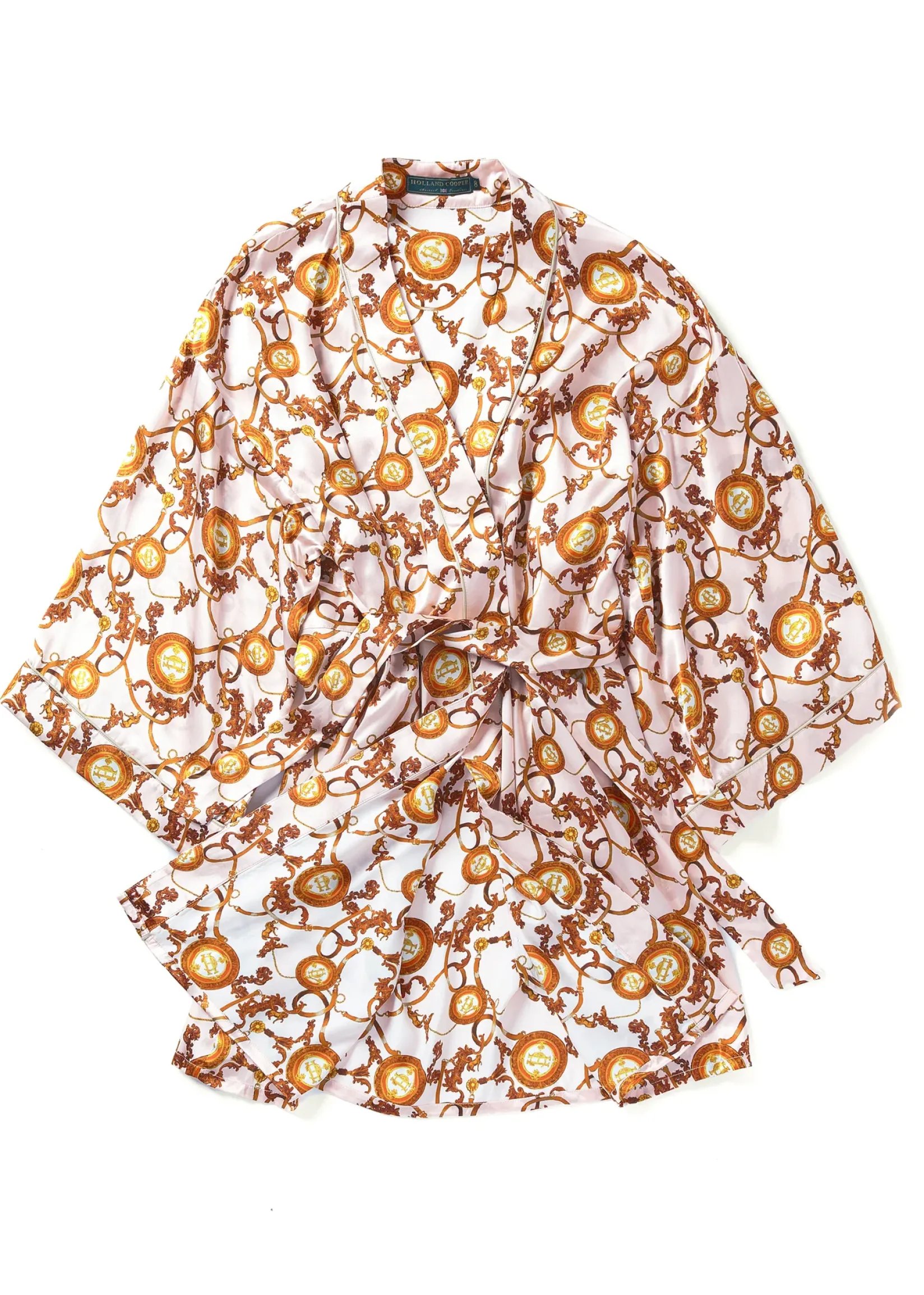 Holland Cooper Sleepwear-Silk Dressing Gown Blush