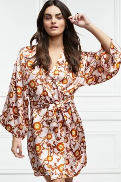 Holland Cooper Sleepwear-Silk Dressing Gown Blush
