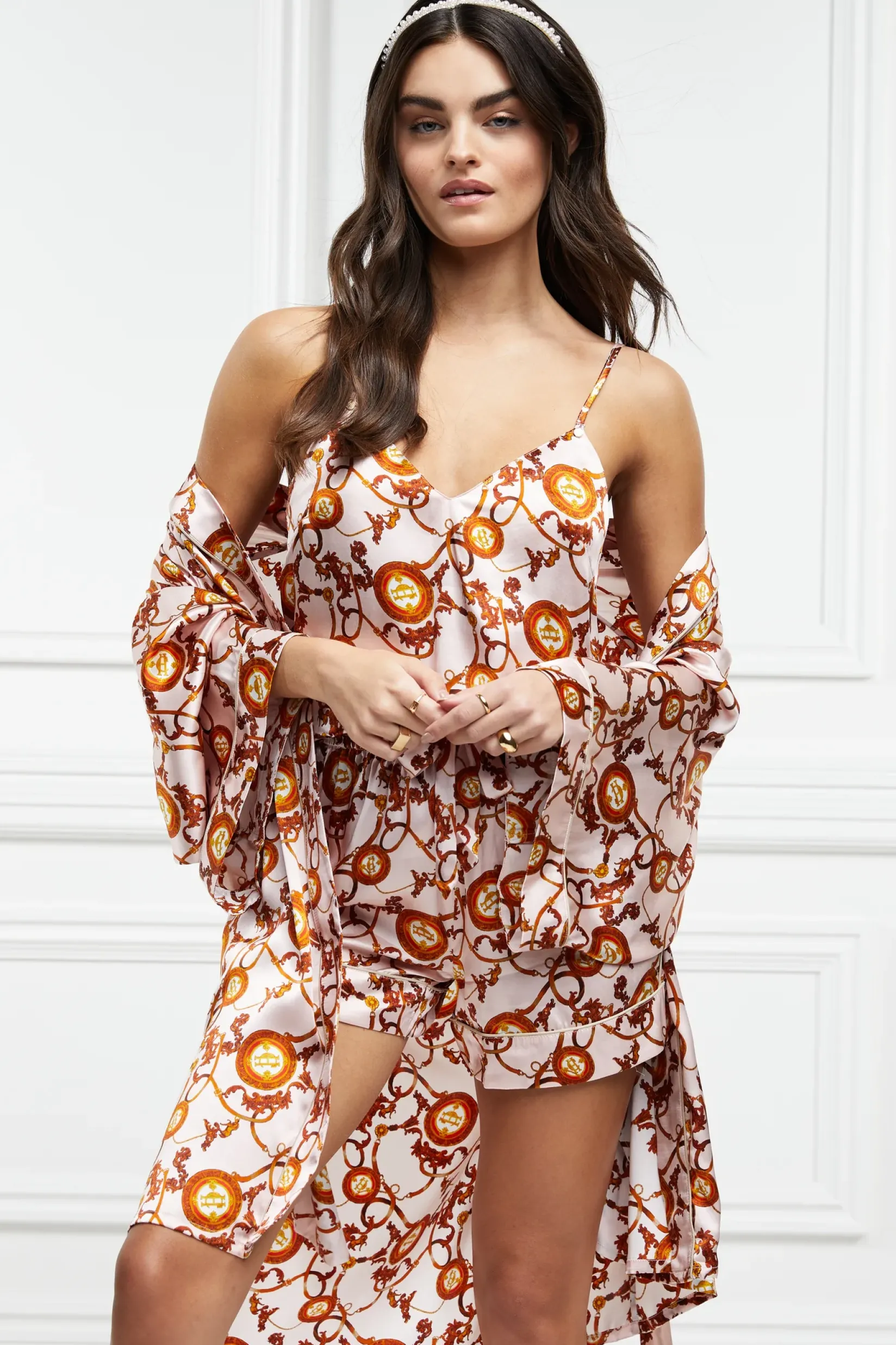 Holland Cooper Sleepwear-Silk Dressing Gown Blush
