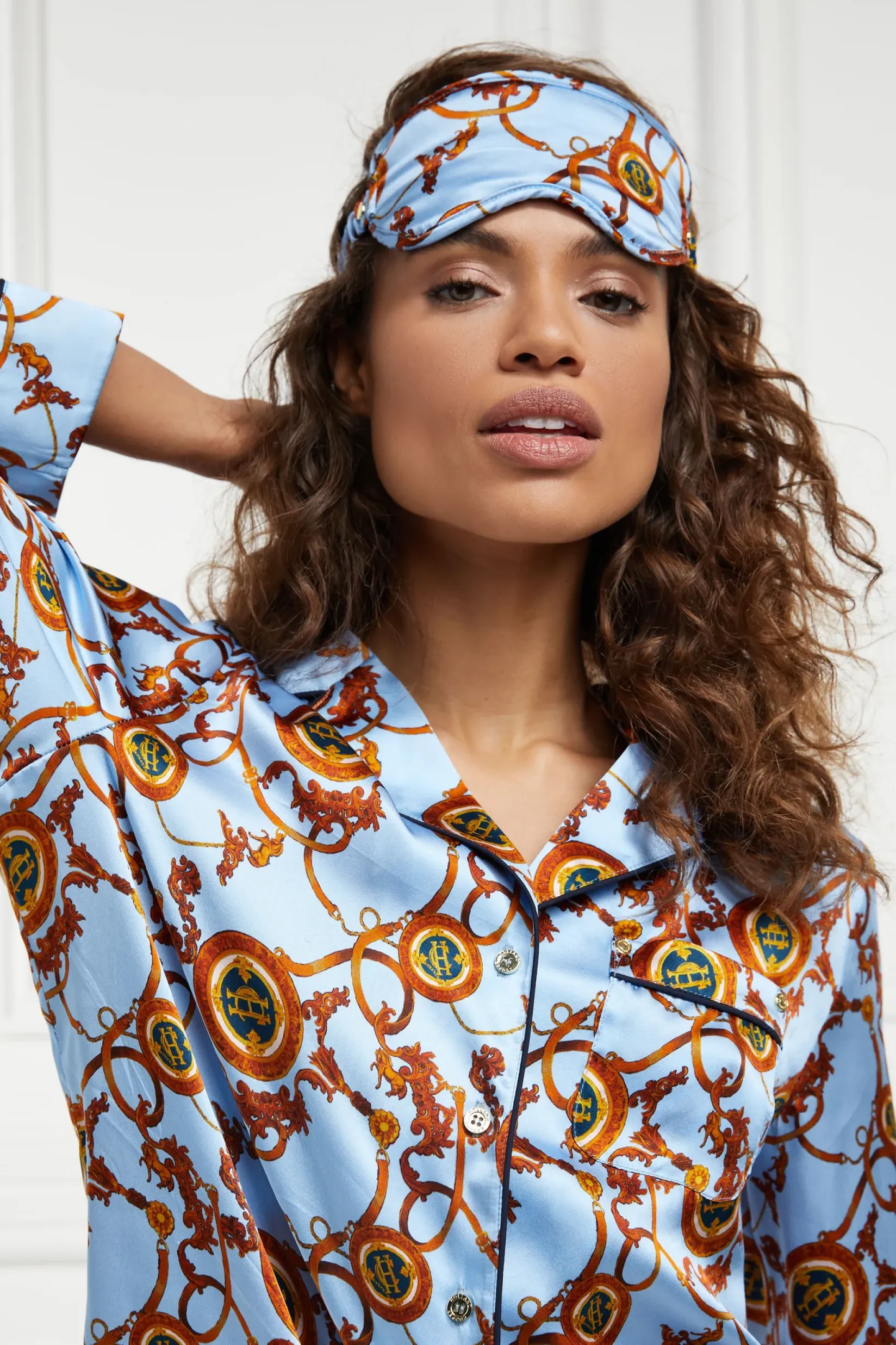 Holland Cooper Sleepwear-Silk Eye Mask Sky Blue