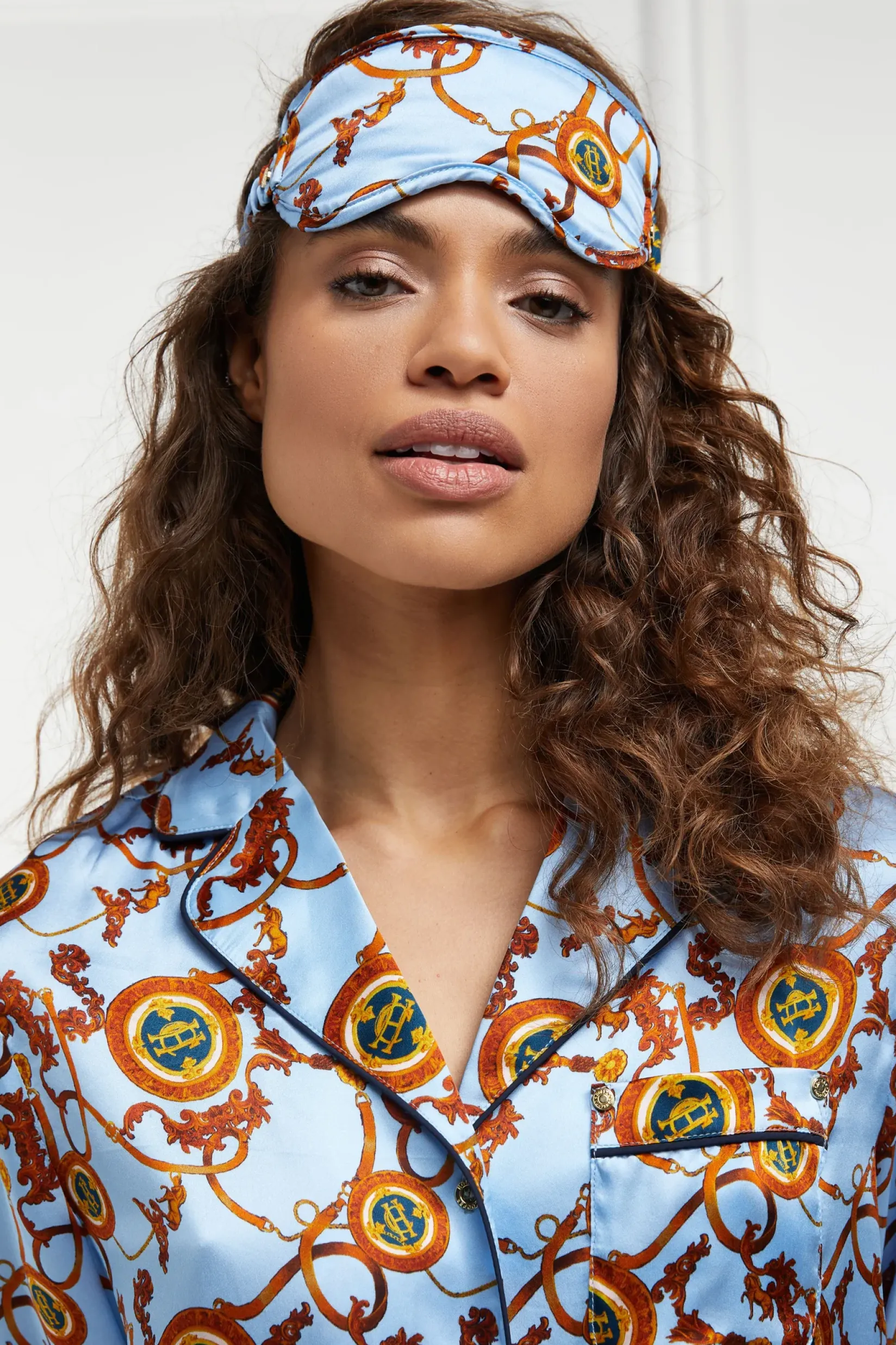 Holland Cooper Sleepwear-Silk Eye Mask Sky Blue