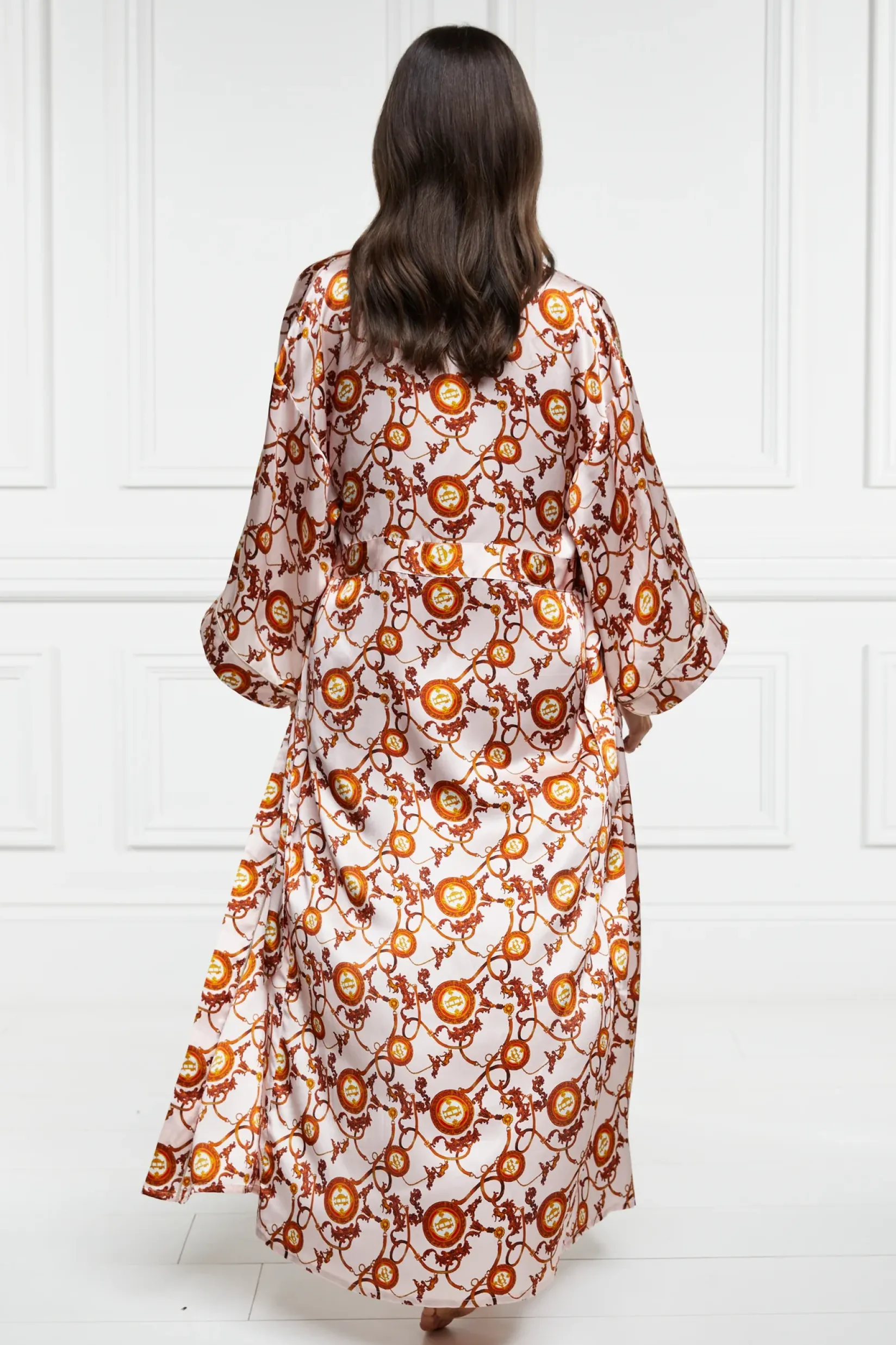 Holland Cooper Sleepwear-Silk Full Length Dressing Gown Blush