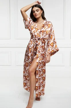 Holland Cooper Sleepwear-Silk Full Length Dressing Gown Blush